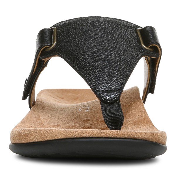 Vionic Sandals Ireland - Wanda T-Strap Sandal Black - Womens Shoes Ireland | UPRNK-2536